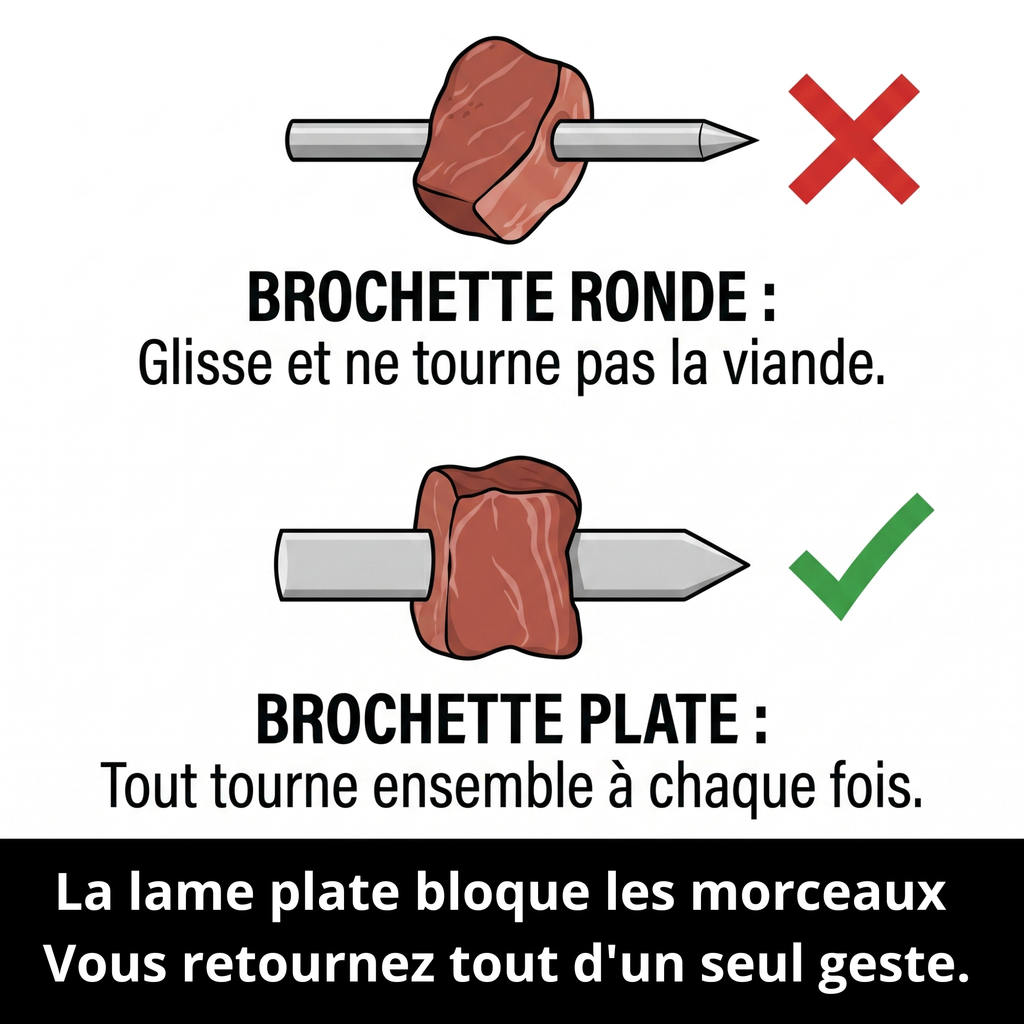 Brochettes de Grill Inox — Lot de 6 | Manche Bois, 55 cm