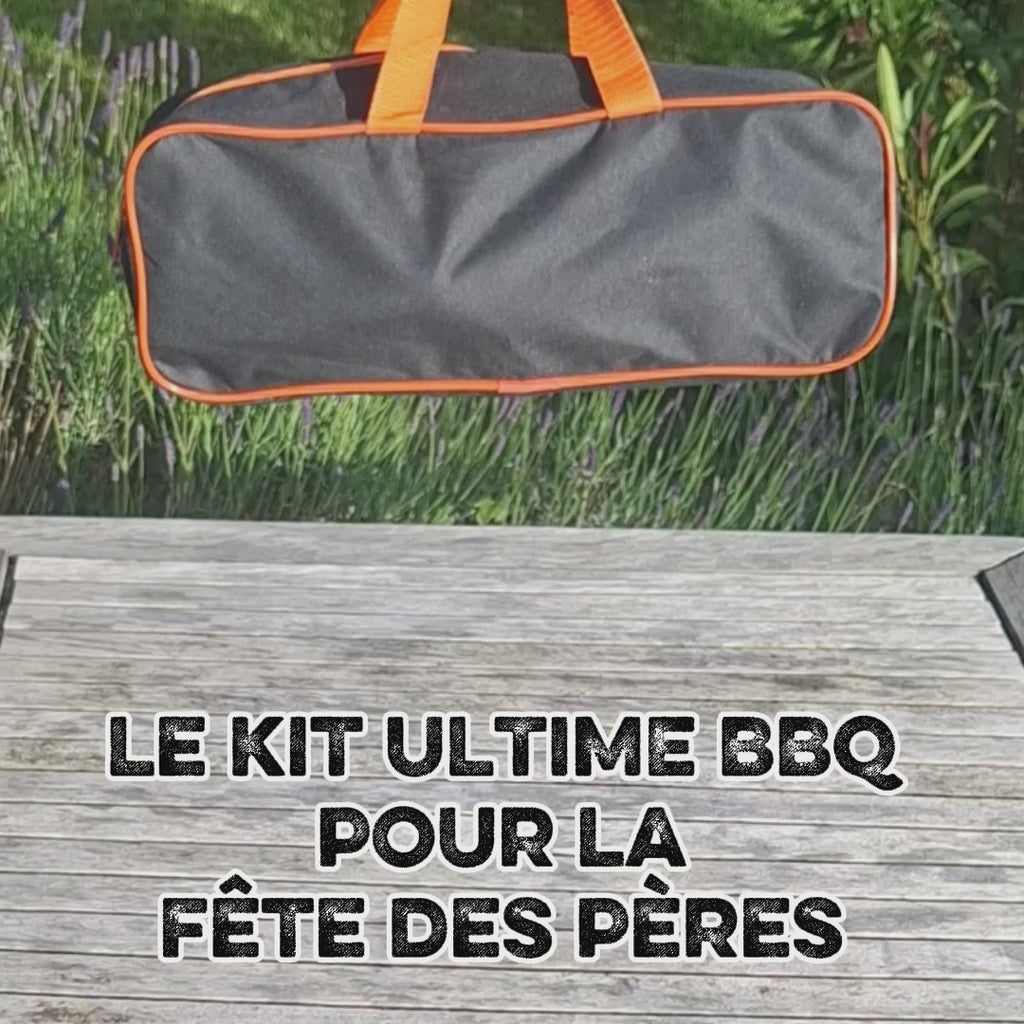 Kit BBQ du Boucher — 29 Pièces Inox | Cloche à Burger Offerte