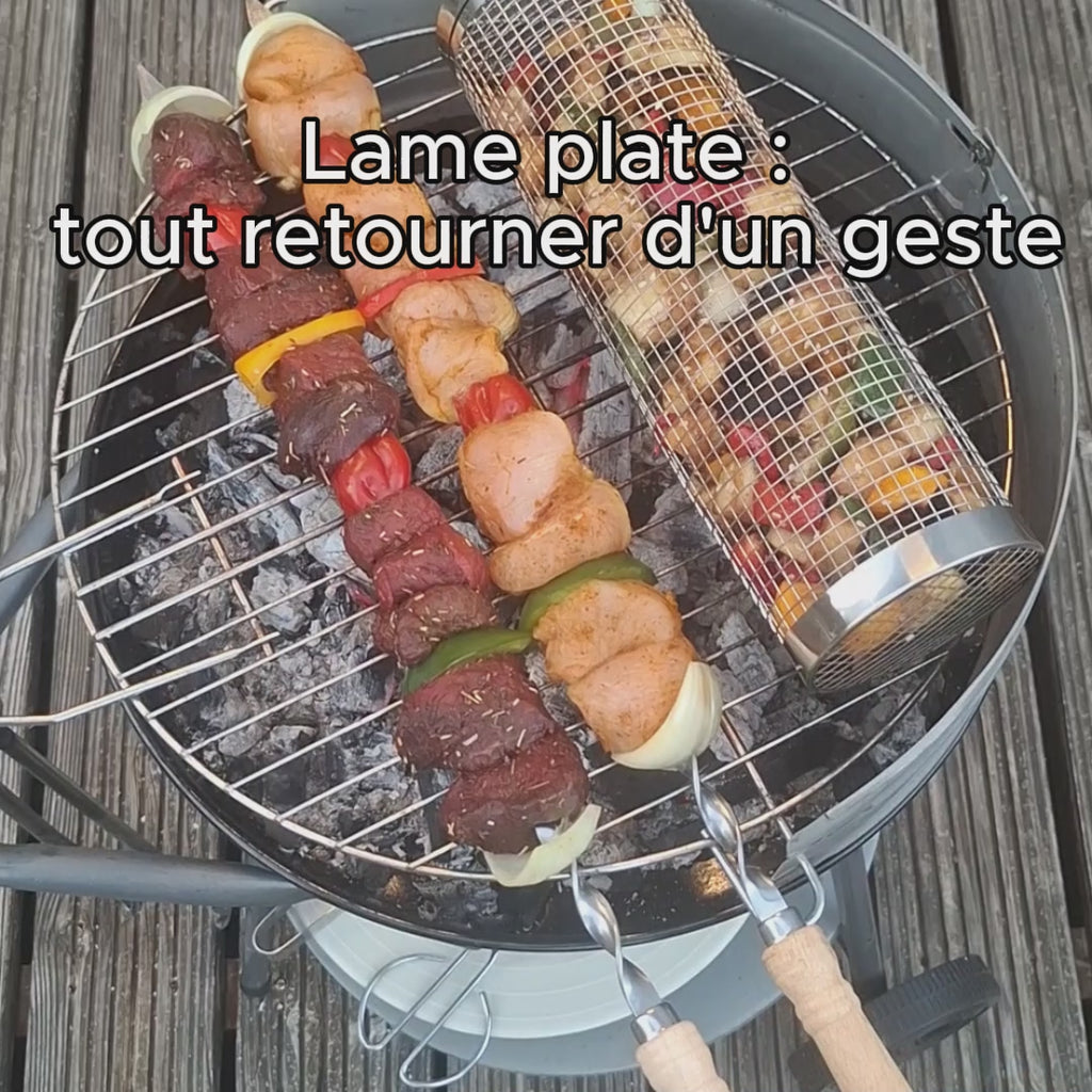 Brochettes de Grill Inox — Lot de 6 | Manche Bois, 55 cm
